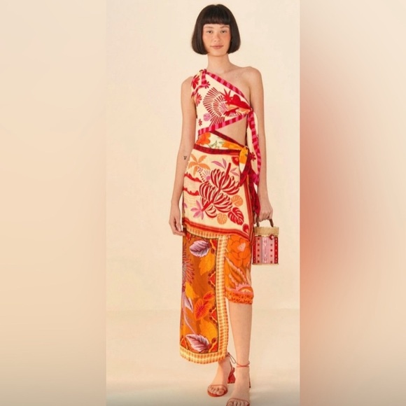 farm rio mixed scarves dress